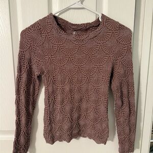 Aura Textured Long Sleeve Top in Brown